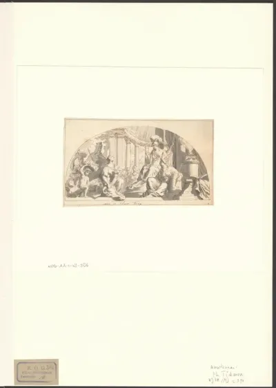 Ceres geknield voor tronende Minerva
