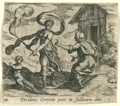 Ceres verandert Ascalabus in een hagedis