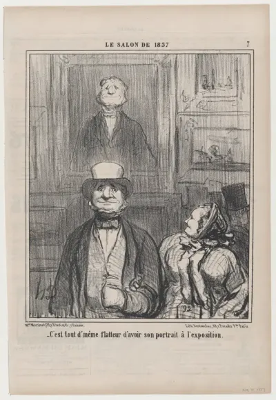 C'est tout d'même flatteur d'avoir son portrait à l'exposition, from Le Salon de 1857, published in Le Charivari, August 31, 1857