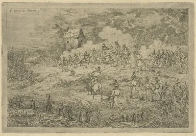 Charge van ruiterij op jagers
