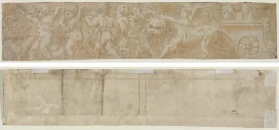 Chariot Drawn by Lions with Amorini (recto) Partial Architectural Study (verso)