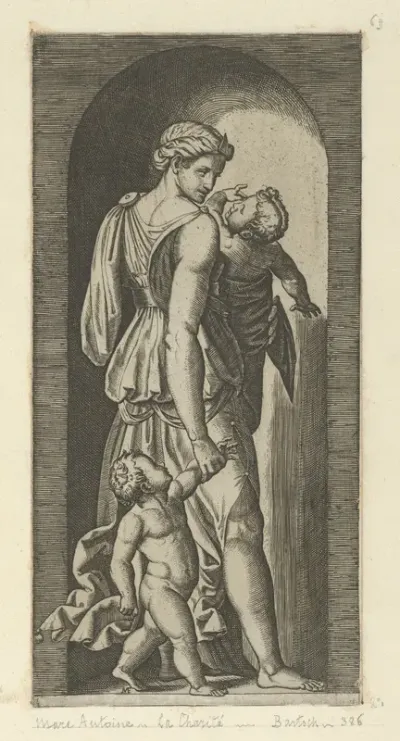 Charity personified by a woman with two childen, from "The Virtues"