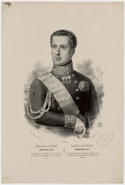 Charles Albert libérateur de l'Italie. Carlo Alberto liberatore dell'Italia. Lith. de Turgis. Cassé frères à Saint Gaudens