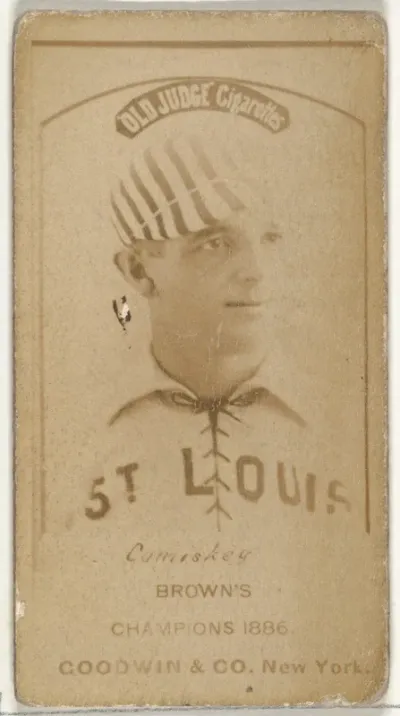 Charles Albert "The Old Roman" Comiskey, 1st Base and Manager, St. Louis Browns, from the Old Judge series (N172) for Old Judge Cigarettes