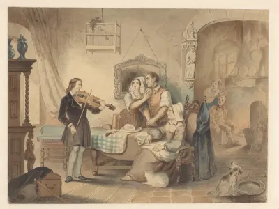 Charles Auguste de Bériot speelt viool voor een gezelschap