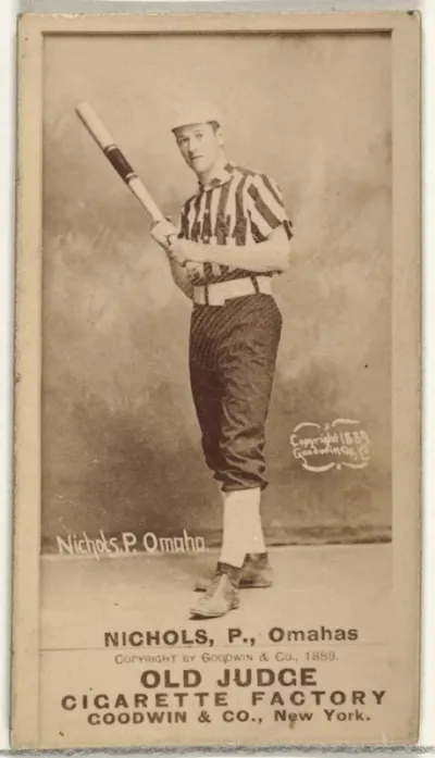Charles Augustus "Kid" Nichols, Pitcher, Omaha Omahogs/ Lambs, from the Old Judge series (N172) for Old Judge Cigarettes