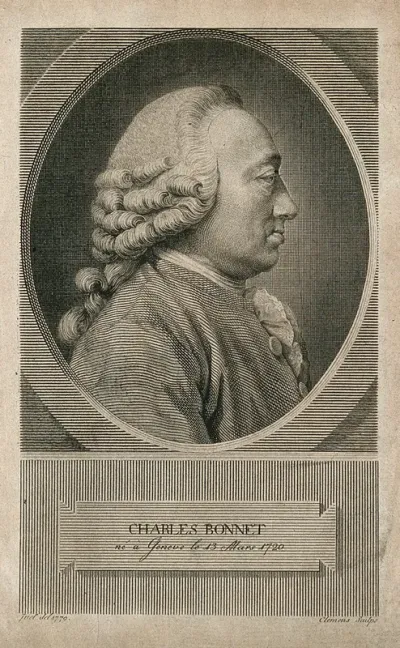 Charles Bonnet. Line engraving by J.F. Clemens after J. Juel, 1779