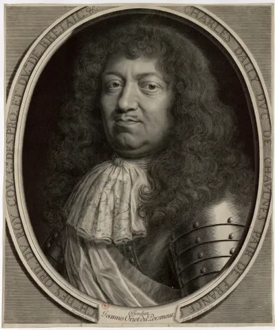 Charles d Ally Duc de Chaulnes Pair de France Ch.lier des ord. du Roy Gov. g.al des pro. et duché de Bretaig. &c. Nanteuil ad vivum faciebat cum privil. Regis, 1676