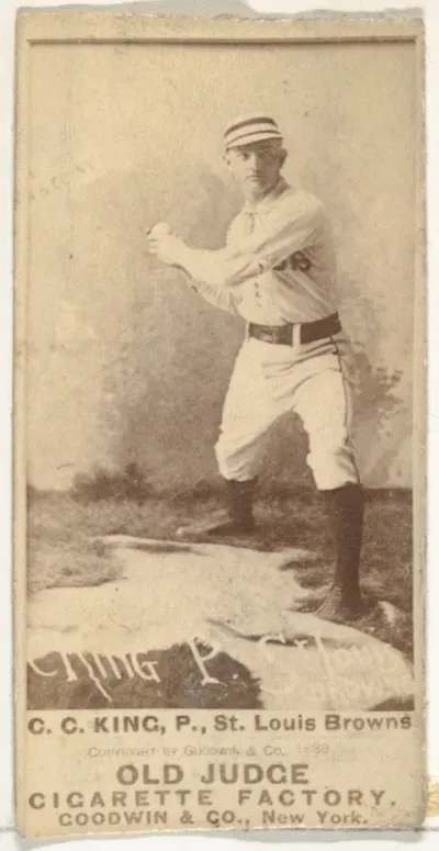 Charles Frederick "Silver" King, Pitcher, St. Louis Browns, from the Old Judge series (N172) for Old Judge Cigarettes