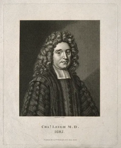 Charles Leigh. Line engraving by P. Rothwell, 1812, after W. Faithorne, 1685