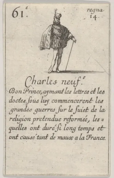 Charles neuf.-e / Bon Prince..., from "Game of the Kings of France" (Jeu des Rois de France)