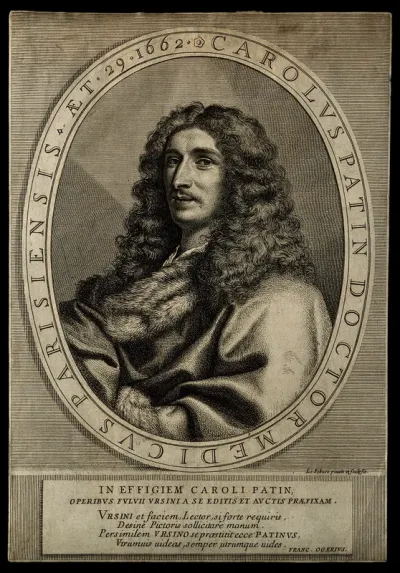 Charles Patin. Line engraving by C. Lefebure, 1662, after himself