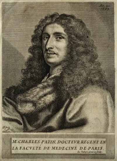 Charles Patin. Line engraving by C. Lefebvre, 1663, after himself