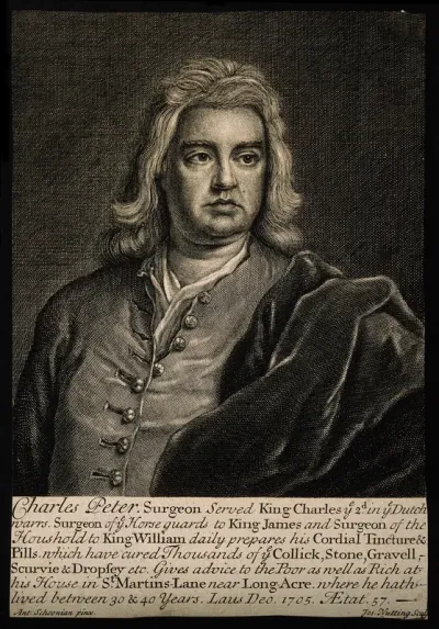 Charles Peter. Line engraving by J. Nutting, 1705, after A. Schoonjans