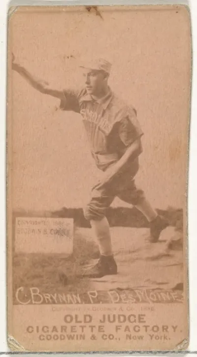 Charles Ruley "Tod" Brynan, Pitcher, Des Moines Prohibitionists, from the Old Judge series (N172) for Old Judge Cigarettes