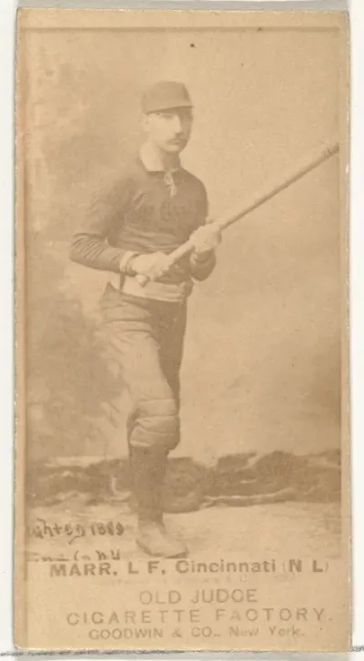 Charles W. "Lefty" Marr, Left Field, Cincinnati, from the Old Judge series (N172) for Old Judge Cigarettes