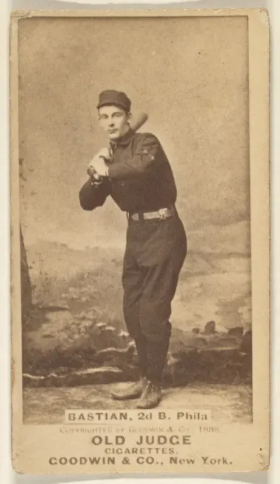 Charlie Bastian, 2nd Base, Philadelphia, from the Old Judge series (N172) for Old Judge Cigarettes