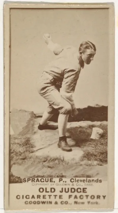 Charlie Sprague, Pitcher, Cleveland, from the Old Judge series (N172) for Old Judge Cigarettes