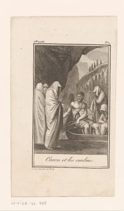 Charon in zijn boot op de Styx