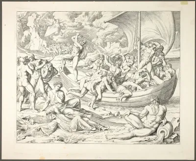 Charon's Bark with Souls Crossing the Styx, plate two from Darstellungen aus Dante's Hölle
