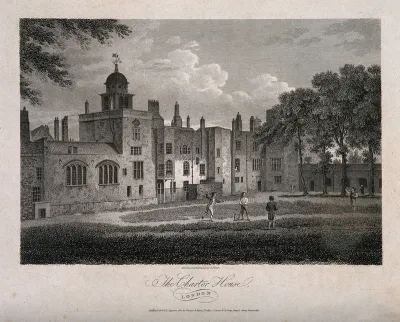 Charterhouse Hospital, London: boys playing cricket