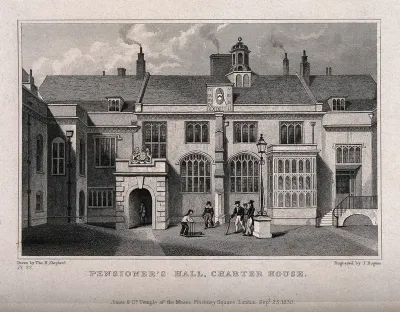 Charterhouse Hospital School, London: boys playing cricket