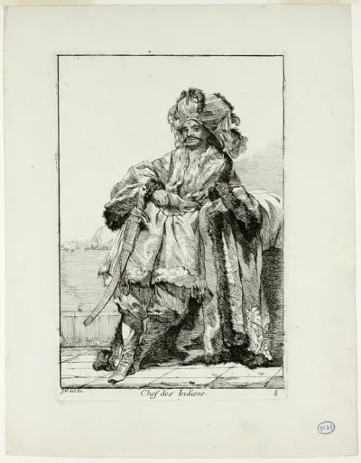 Chef des Indiens, plate eight from Caravanne du Sultan à la Mecque