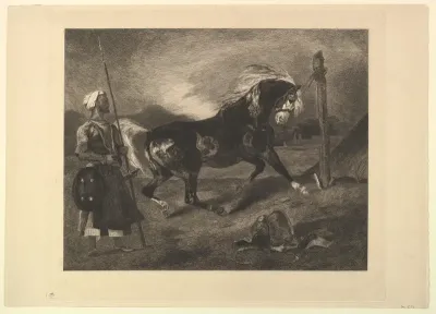 Cheval arabe au piquet, d'après Delacroix