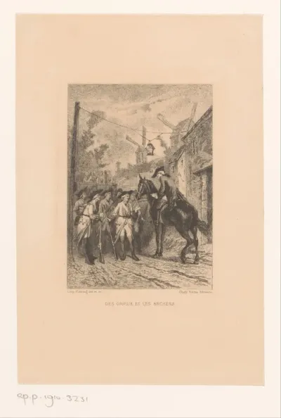 Chevalier de Grieux bij een groep musketiers