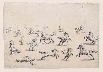 Chevaux Courant en Liberte (Horses Running Freely), from "Les Caprices" Series A, The Florence Set