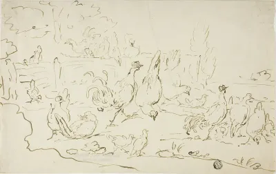 Chickens and Roosters in Yard