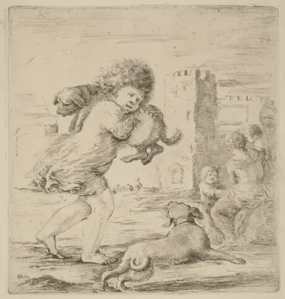 Child Holding a Puppy