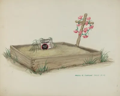 Child's Grave with Hand Made Cross of Wood