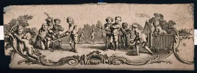 Children are playing cricket with a bat and ball, others are skipping in the background