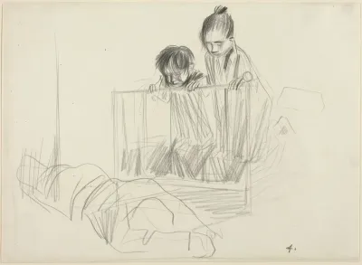 Children Looking over the Edge of a Crib