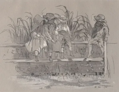 Children Sitting on a Fence