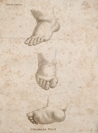 Childrens' feet: three figures