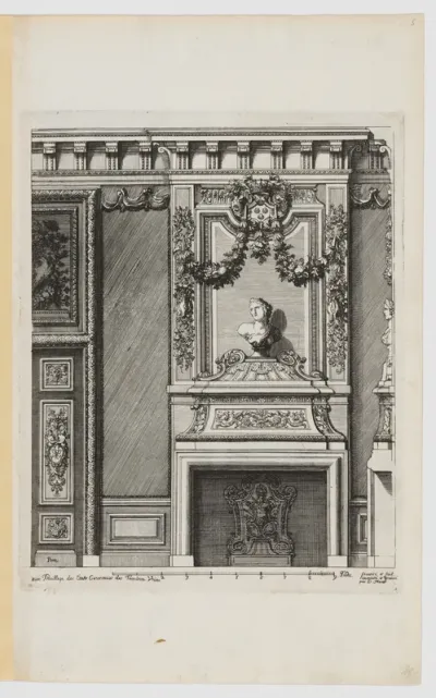 Chimney-Piece with a Bust on the Overmantel, from Nouvelles Cheminées Faittes en Plusieur en Droits de la Hollande et Autres Prouinces, part of Œuvres du Sr. D. Marot