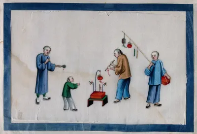 Chinese children with toy sellers
