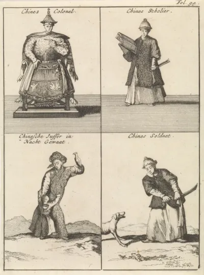 Chinese kolonel / Chinese scholier / Chinese vrouw in slaapkleding / Chinese soldaat