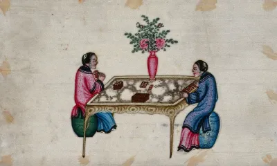 Chinese playing with dominoes