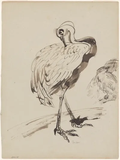 Chinoiserie, een ooievaar