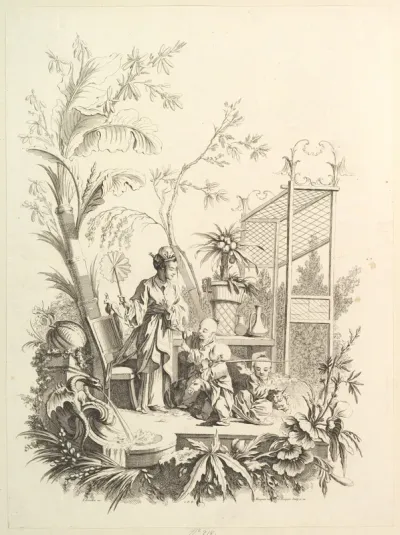 Chinoiserie with Figures in a Landscape