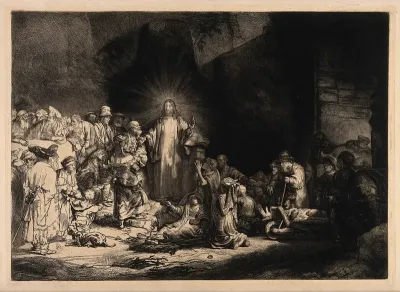 Christ among sick people and Pharisees