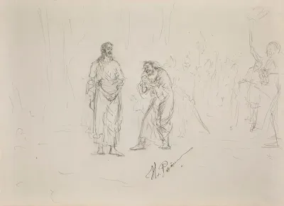 Christ and Judas, sketch for the painting Christ in Gethsemane