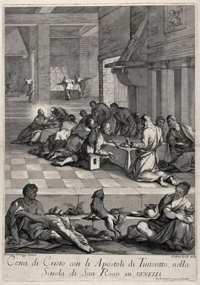 Christ and the apostles share their last supper