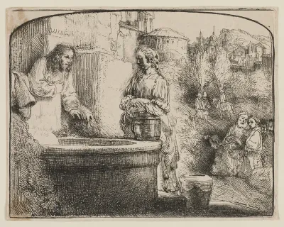 Christ and the Woman of Samaria: An Arched Print