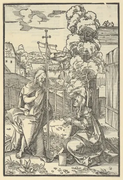 Christ Appearing to Mary Magdalen (Noli Me Tangere), from Speculum passionis domini nostri Ihesu Christi