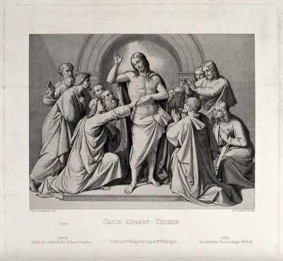 Christ appearing to the apostle Thomas, who touches his stigmata
