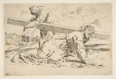 Christ bearing the cross on his back, copy after Cantarini